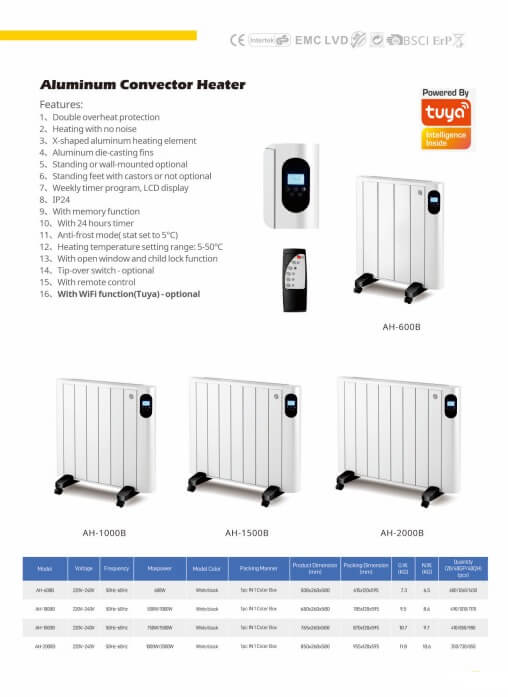Junheng AH-1000B aluminum convector heater